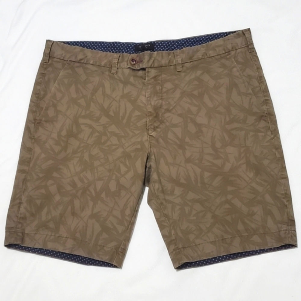Ted Baker Olive Brown Pattern Shorts 38 Waist